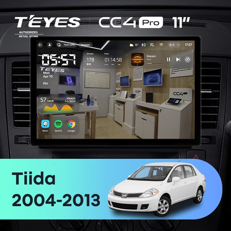 Штатная магнитола Teyes CC4 Pro 12/256 Nissan Tiida C11 (2004-2013) F1 (11")
