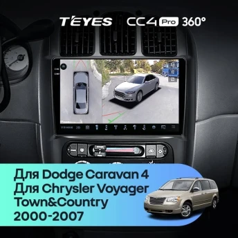 Штатная магнитола Teyes CC4 Pro 360 12/256 Chrysler Town & Country 4 RS (2000-2007) Тип-B